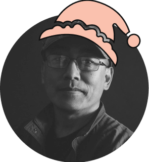 Nirmal Sherchan, with a festive holiday hat drawn on