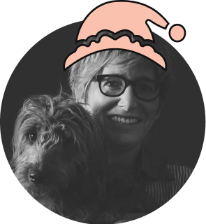 Suzanne Popkin, with a festive holiday hat drawn on