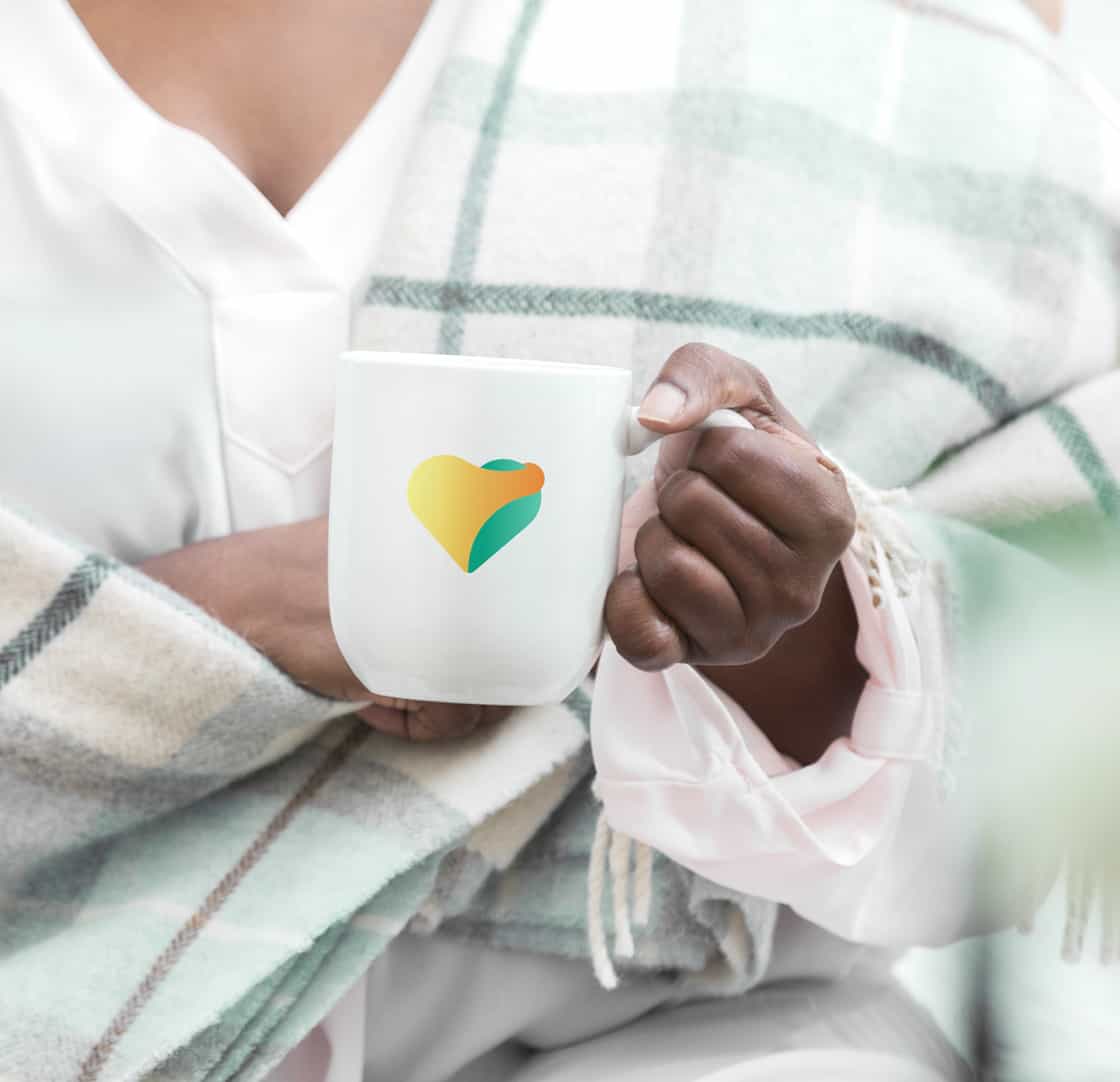 Coffee cup with OnLok logo on it
